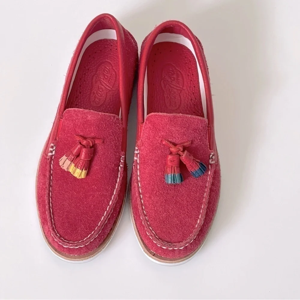 Sperry Cloud Authentic Original Red Suede Tassel Loafers Men Size 6 Rare Preppy